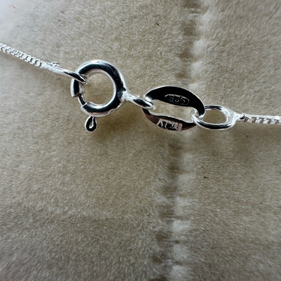 Silver Amazonite Pendant on Silver Chain - Picture 8 of 8